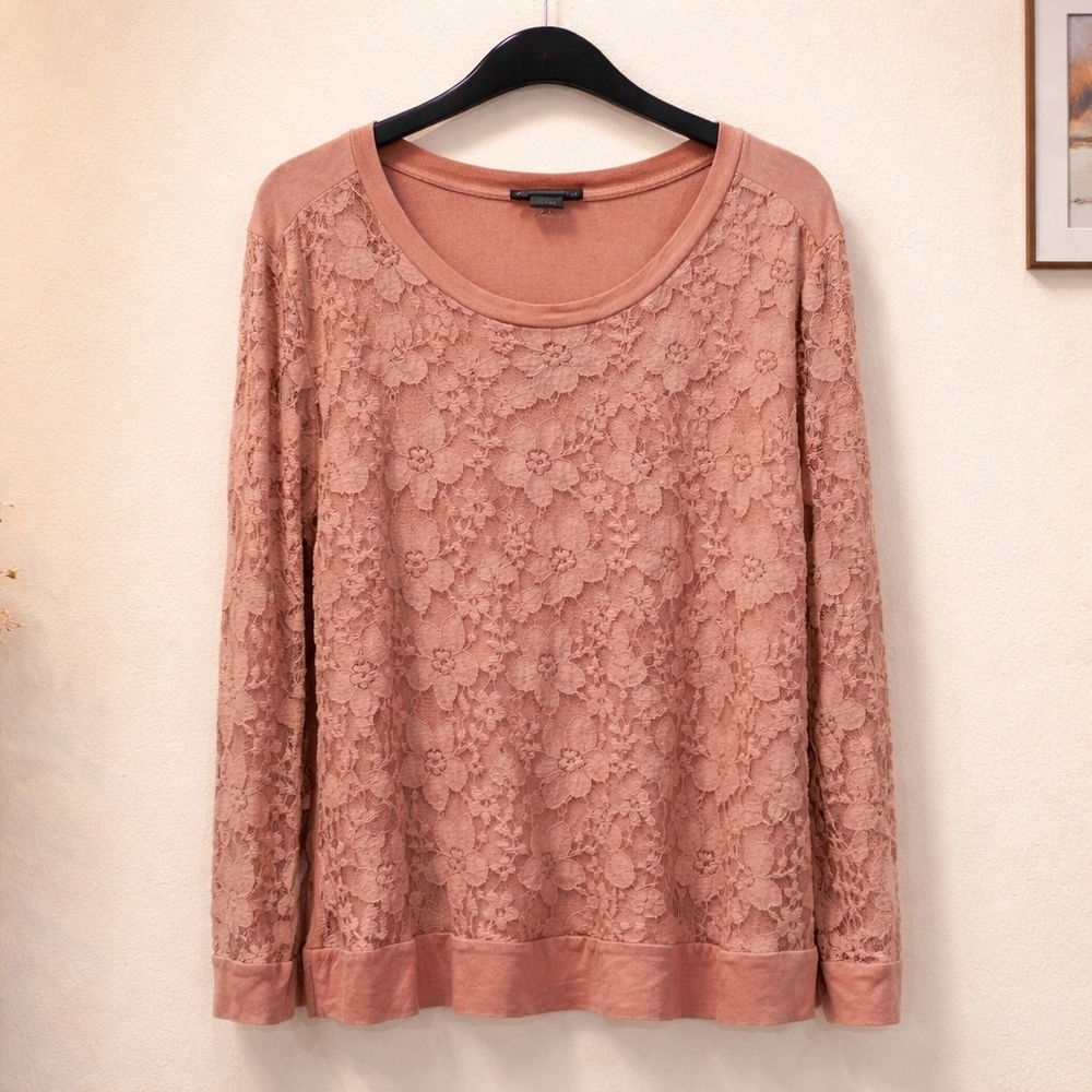 Adrianna Papell Blush Lace Floral Blouse